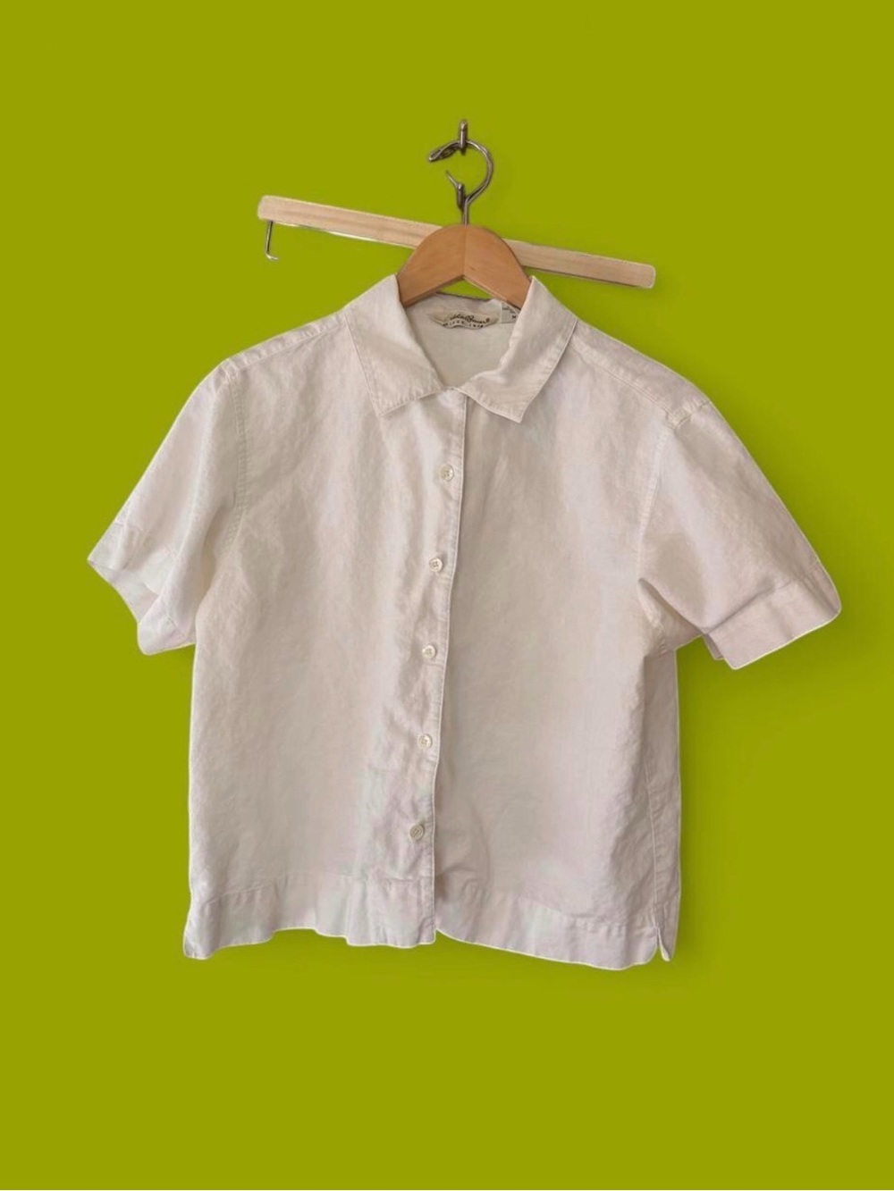 Eddie Bauer White Short-Sleeve Button down Linen Shirt